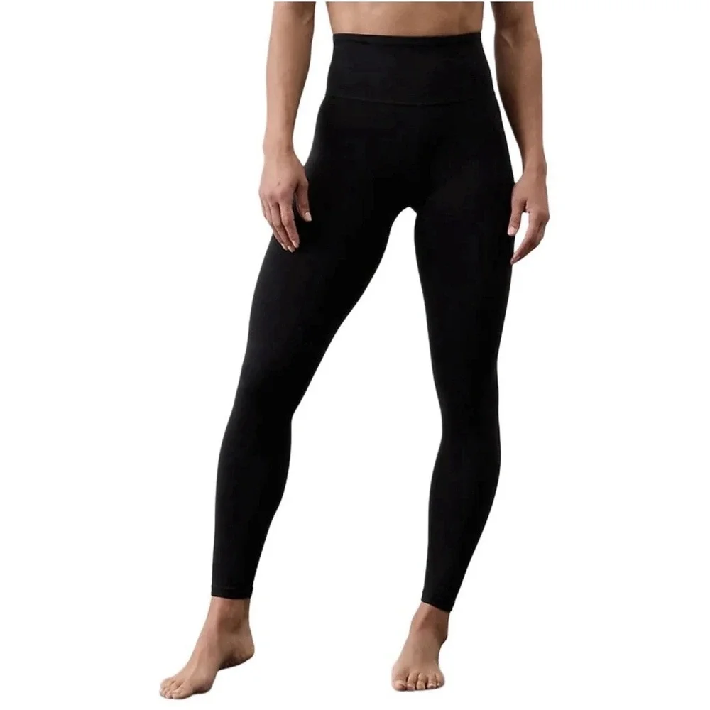Athleta Black High Waisted Nylon Lycra Leggings Stretch Slim Fit Yoga Size S
